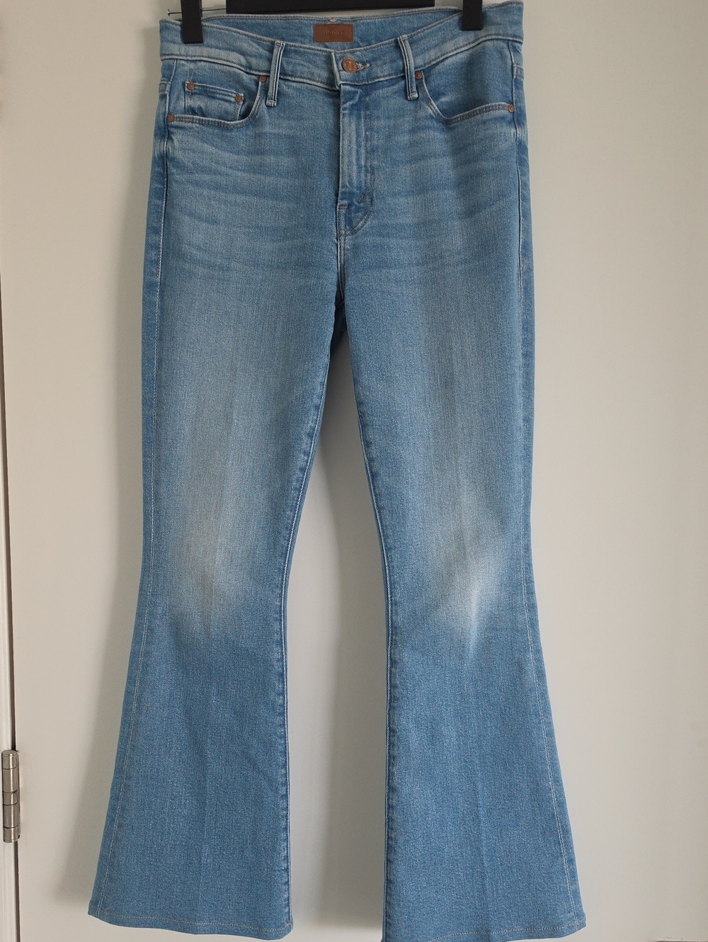 MOTHER Light Blue Flared Wide-Leg Jeans